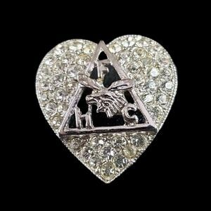 Vintage Fraternal Order Of Moose Lodge Pave Rhinestone Heart Fhc Brooch